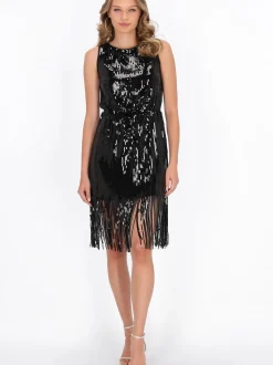 MyMo Damen Kleid in schwarz - Ausschnitt: Rundhals