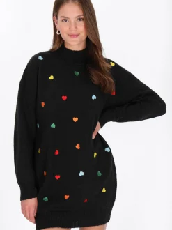 MyMo Damen Kleid in schwarz - Länge: mittel