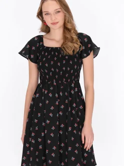 MyMo Damen Kleid in schwarz - Länge: mittel