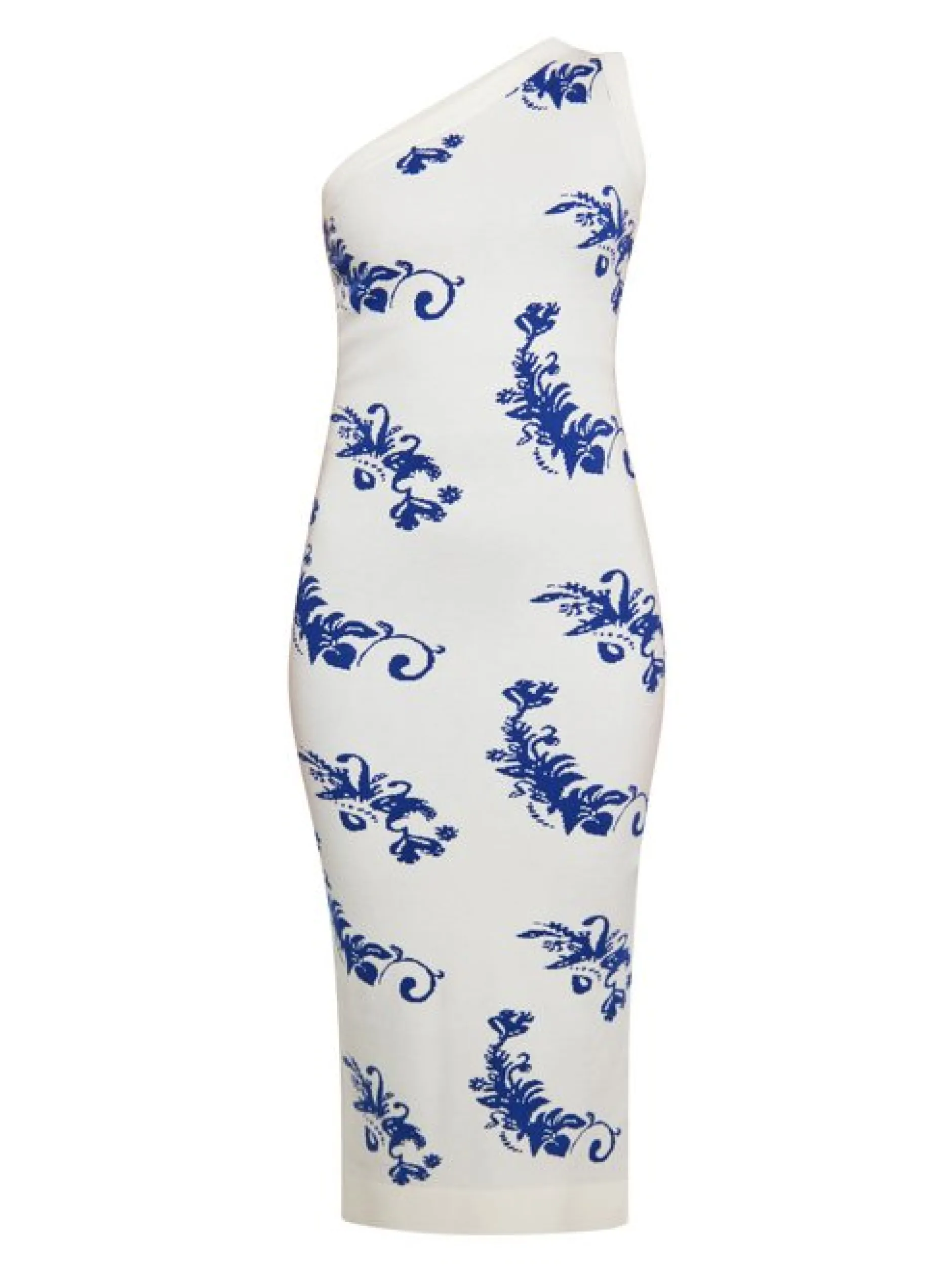 MyMo Damen Kleid in weiß blau - Länge: mittel