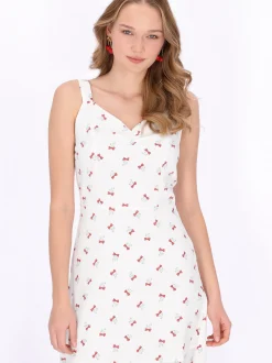 MyMo Damen Kleid in weiß - Länge: mittel