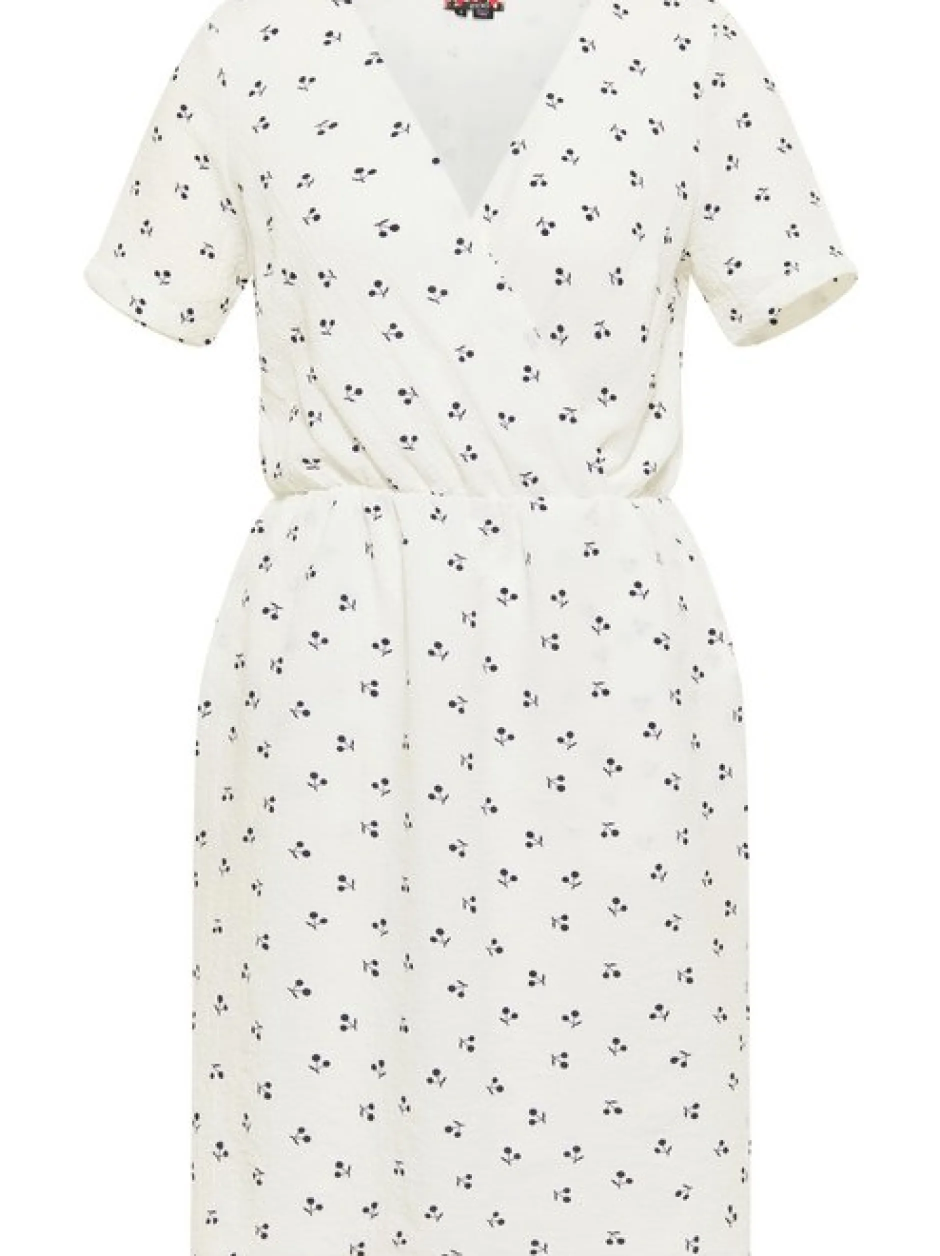 MyMo Damen Kleid mit Kirschprint in weiß - Länge: mittel