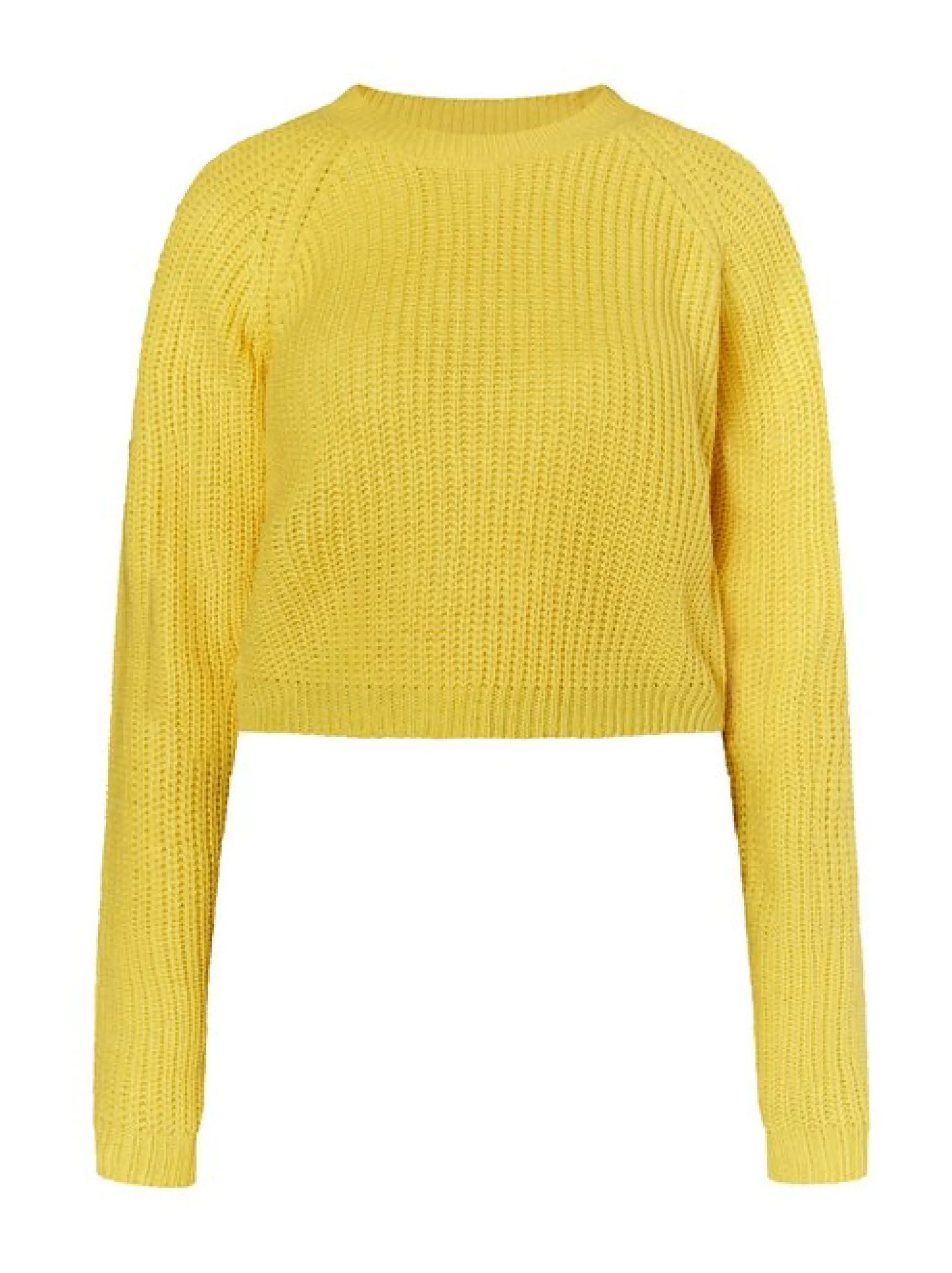 MyMo Damen Kurzer Strickpullover in gelb
