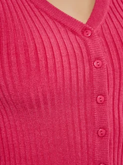 MyMo Damen kurze Strickjacke in pink