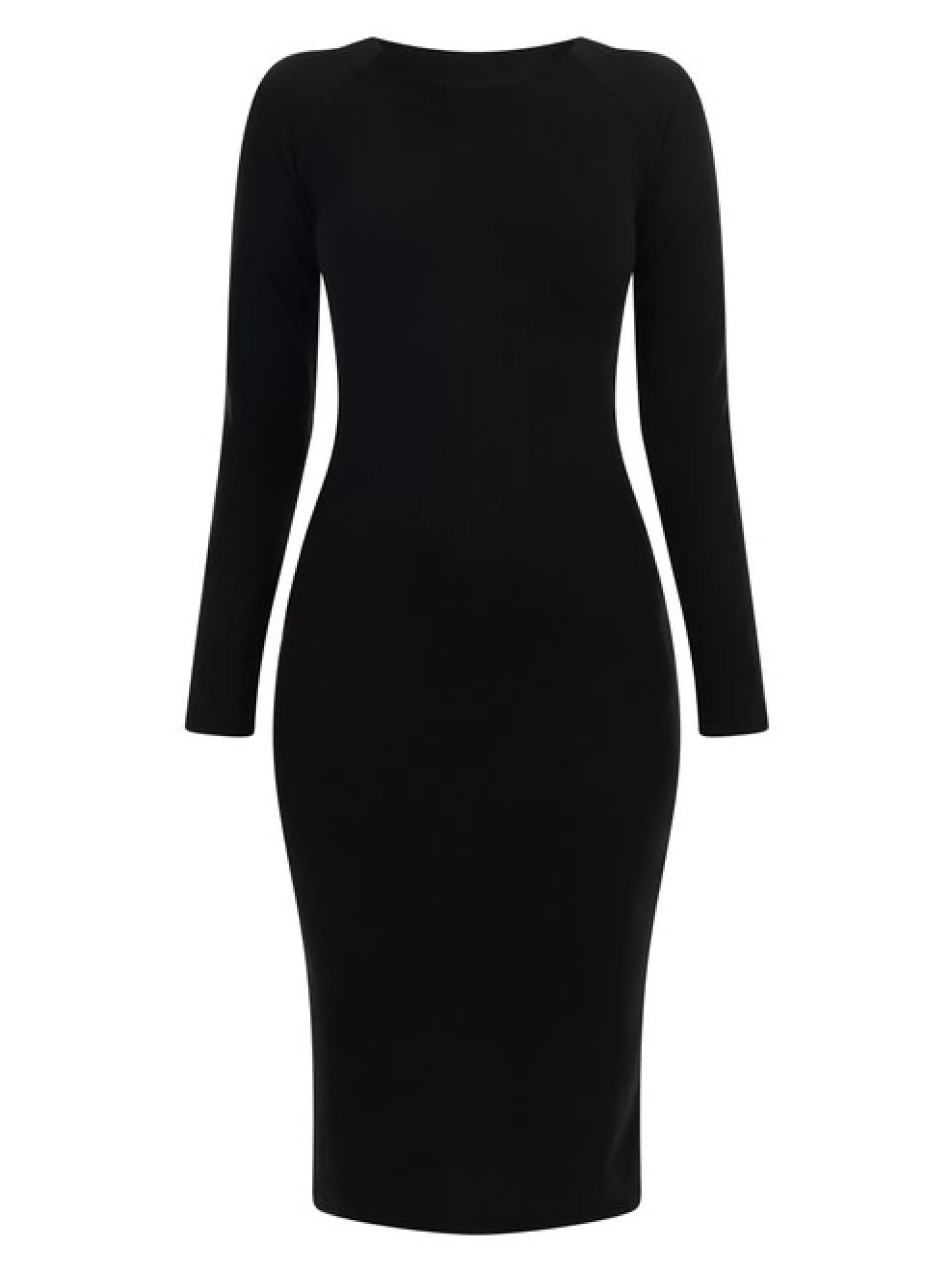 MyMo Damen Langarmkleid midi in schwarz - Länge: mittel