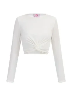 MyMo Damen Langarmshirt in weiß - Ausschnitt: Rundhals