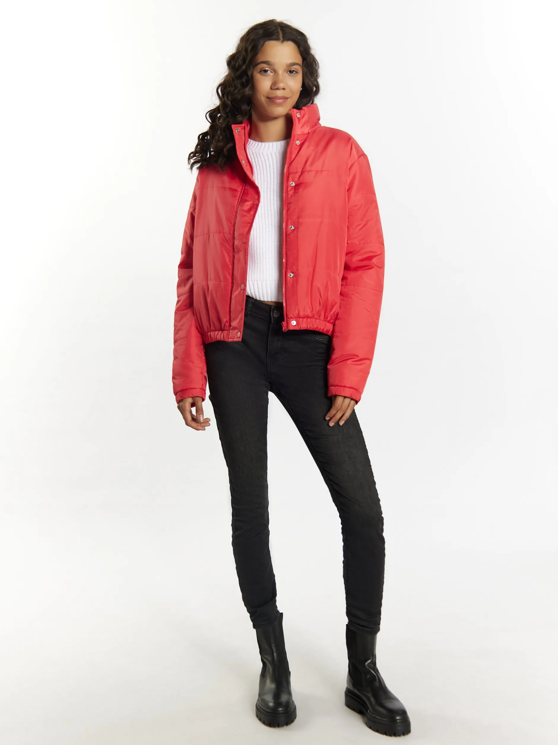 MyMo Damen Leicht wattierte Blousonjacke in rot