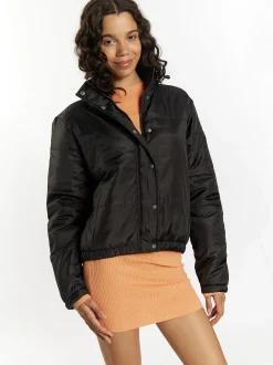 MyMo Damen Leicht wattierte Blousonjacke in schwarz