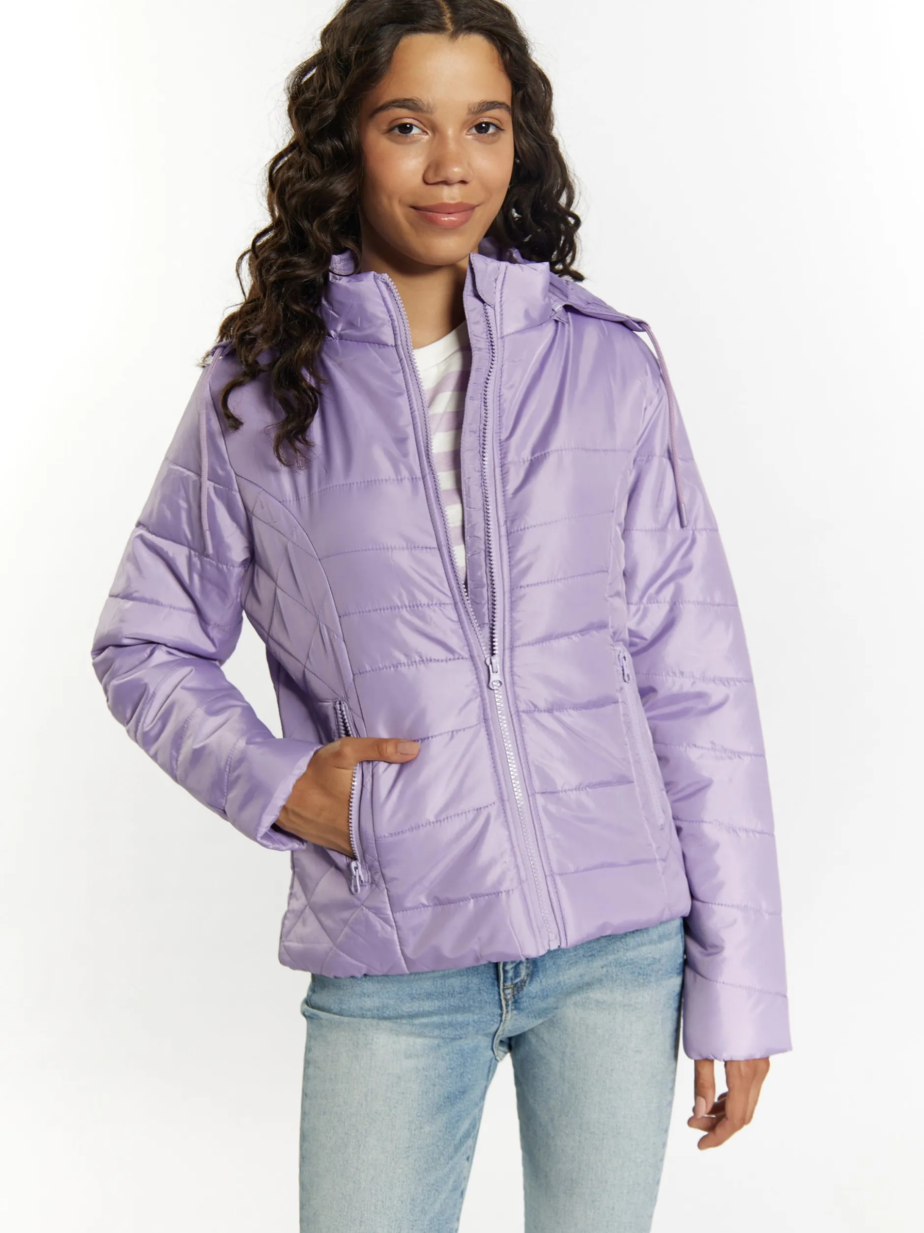 MyMo Damen Leicht wattierte Jacke in lila