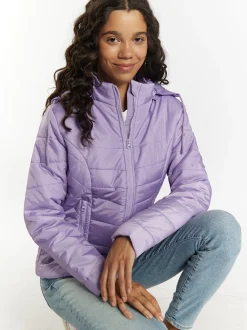 MyMo Damen Leicht wattierte Jacke in lila