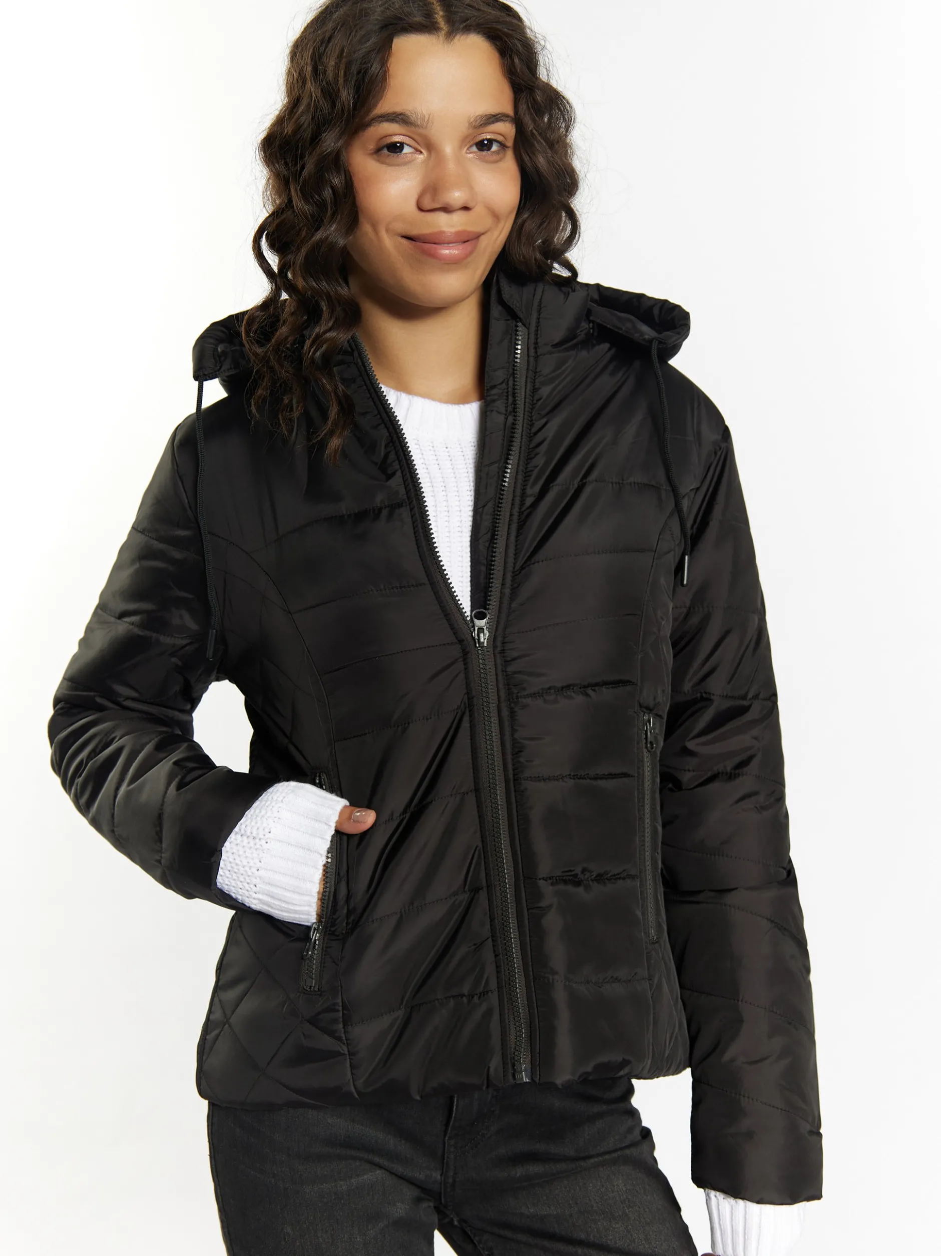 MyMo Damen Leicht wattierte Jacke in schwarz