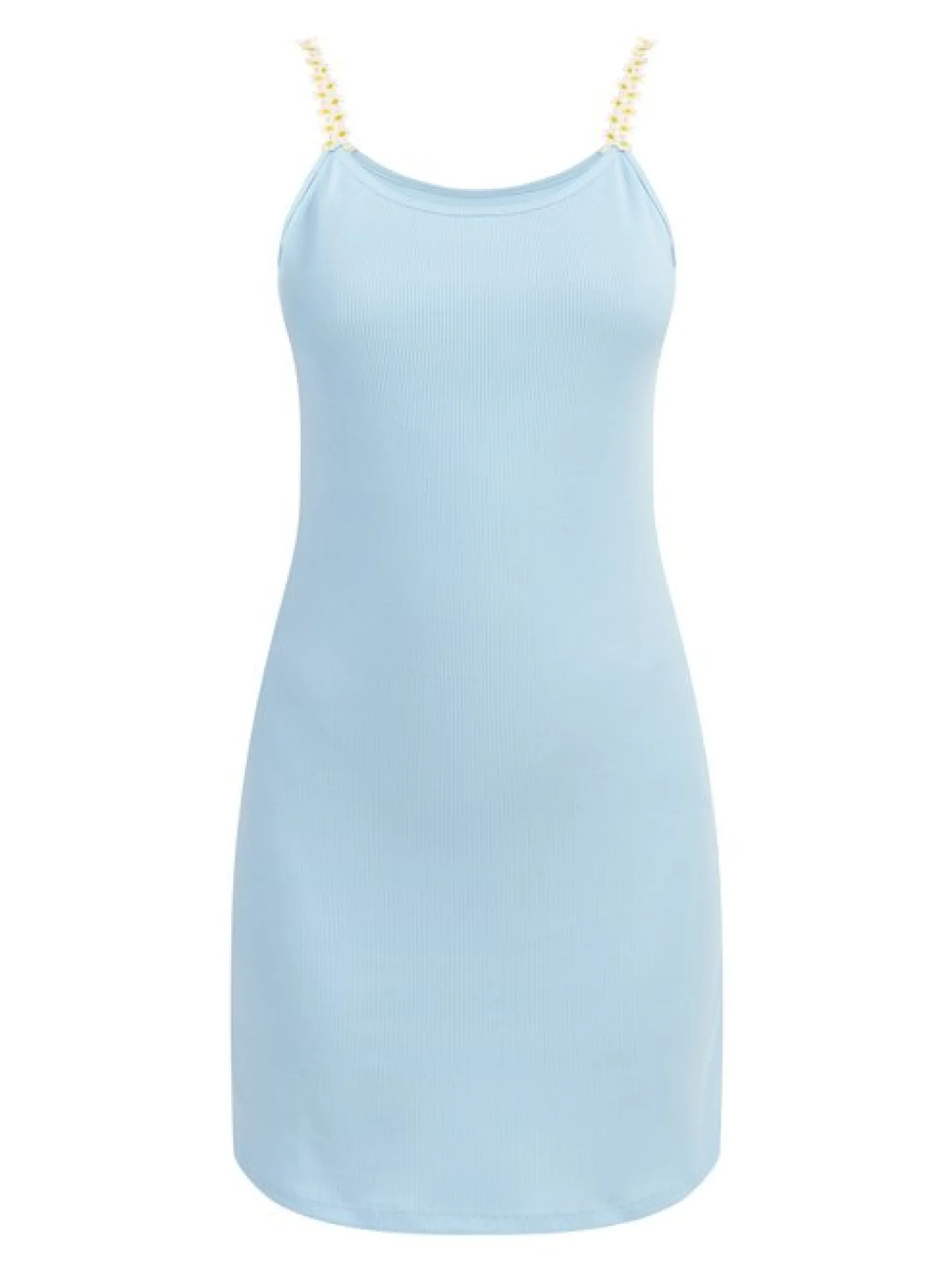MyMo Damen Minikleid aus Rippstrick in hellblau