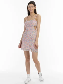 MyMo Damen Minikleid in mehrfarbig - Ausschnitt: Karree