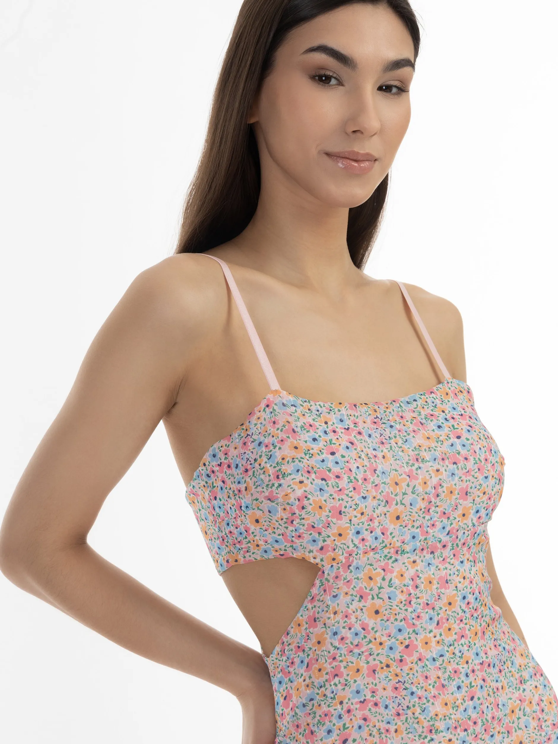 MyMo Damen Minikleid in mehrfarbig - Ausschnitt: Karree