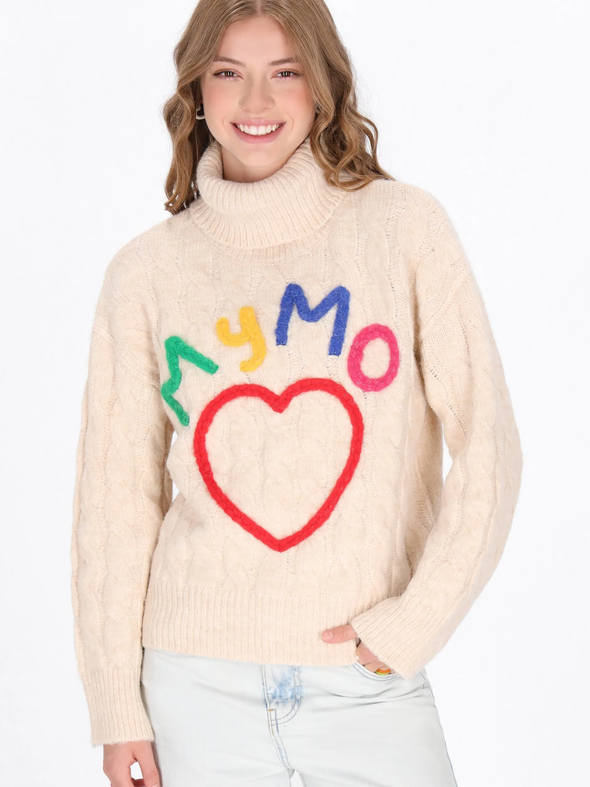 MyMo Damen Pullover in beige