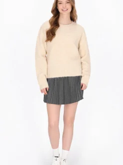 MyMo Damen Pullover in beige - Ausschnitt: Rundhals