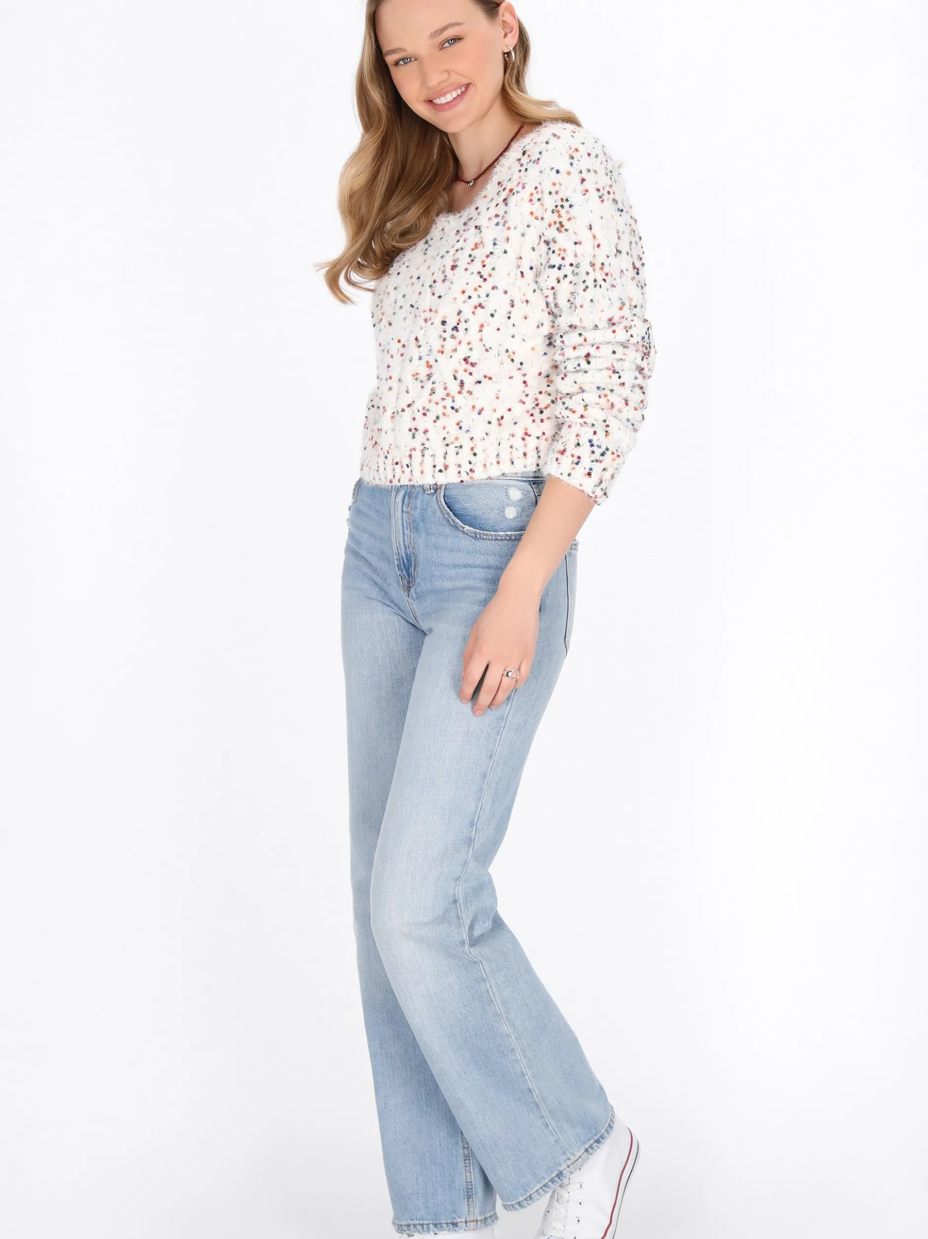 MyMo Damen Pullover in ecru