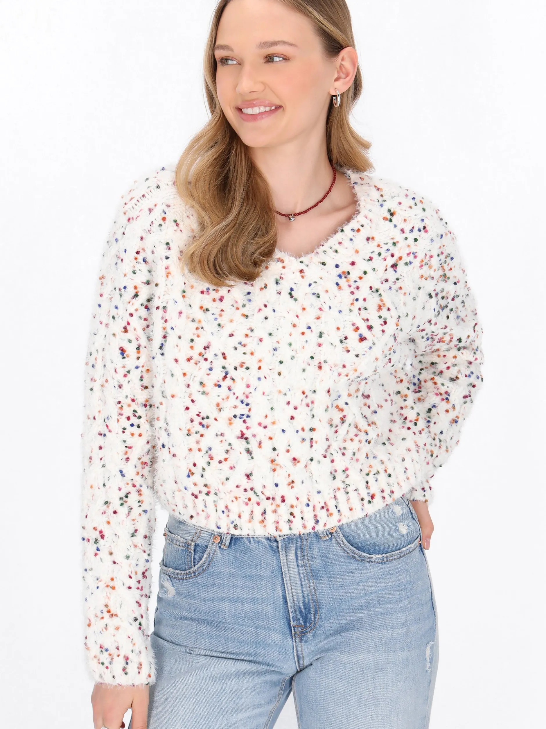 MyMo Damen Pullover in ecru