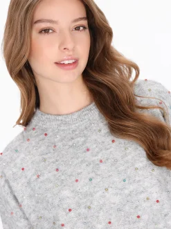 MyMo Damen Pullover in grau - Ausschnitt: Rundhals