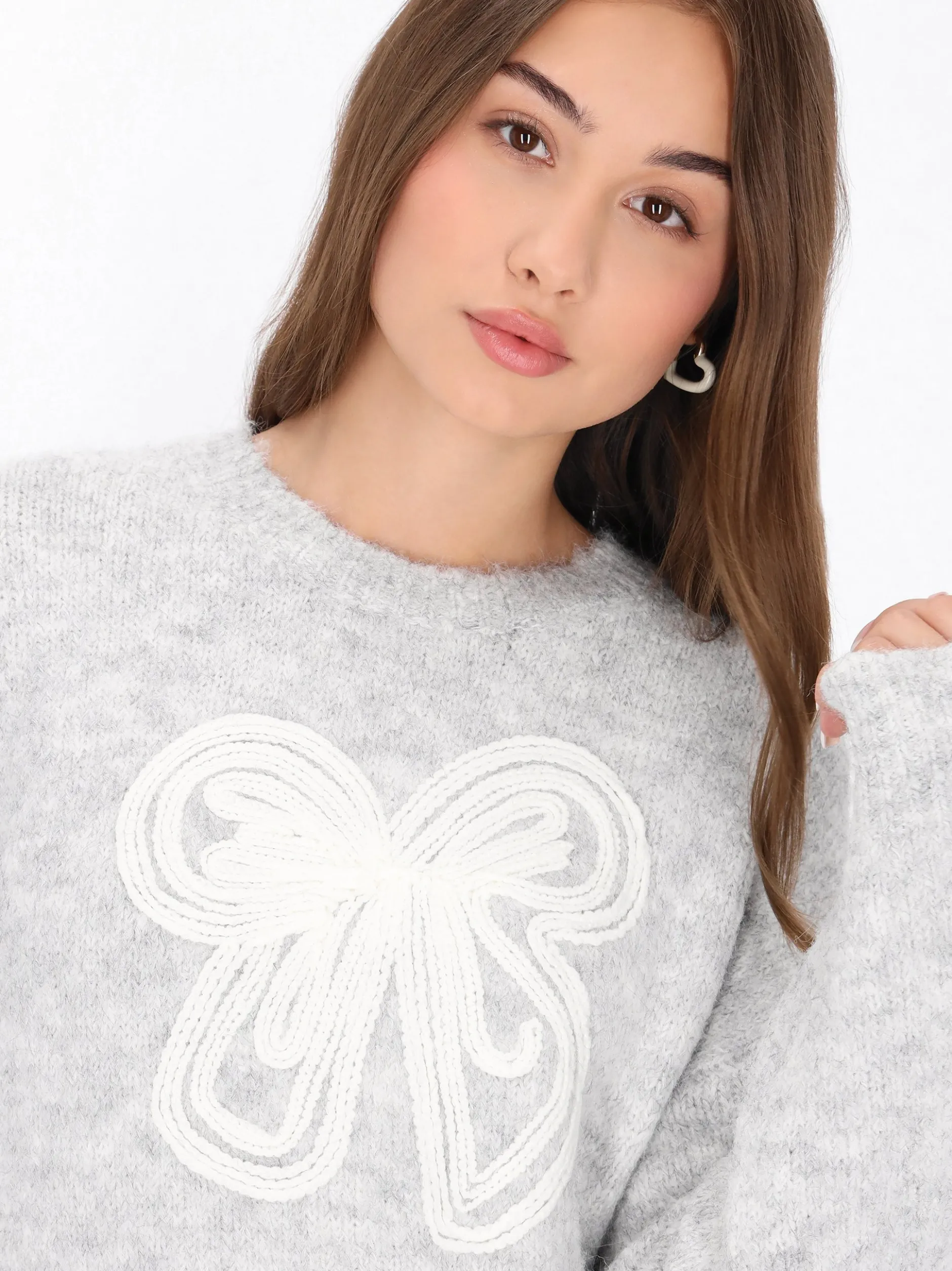 MyMo Damen Pullover in grau - Ausschnitt: Rundhals