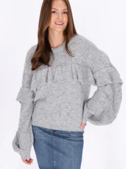 MyMo Damen Pullover in grau - Ausschnitt: Rundhals