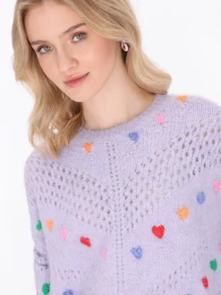 MyMo Damen Pullover in lila - Ausschnitt: Rundhals