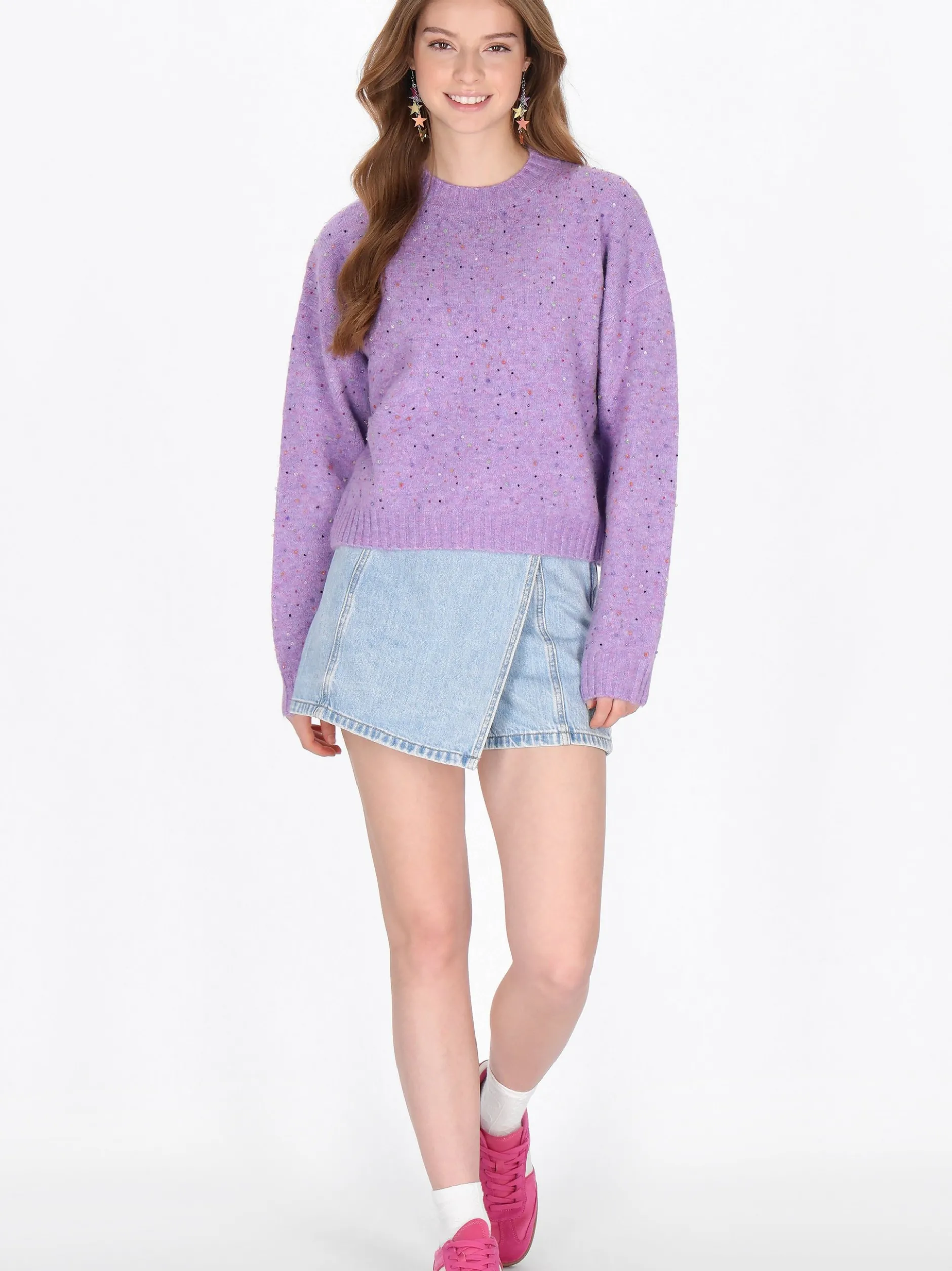 MyMo Damen Pullover in lila - Ausschnitt: Rundhals