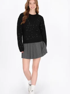 MyMo Damen Pullover in schwarz - Ausschnitt: Rundhals