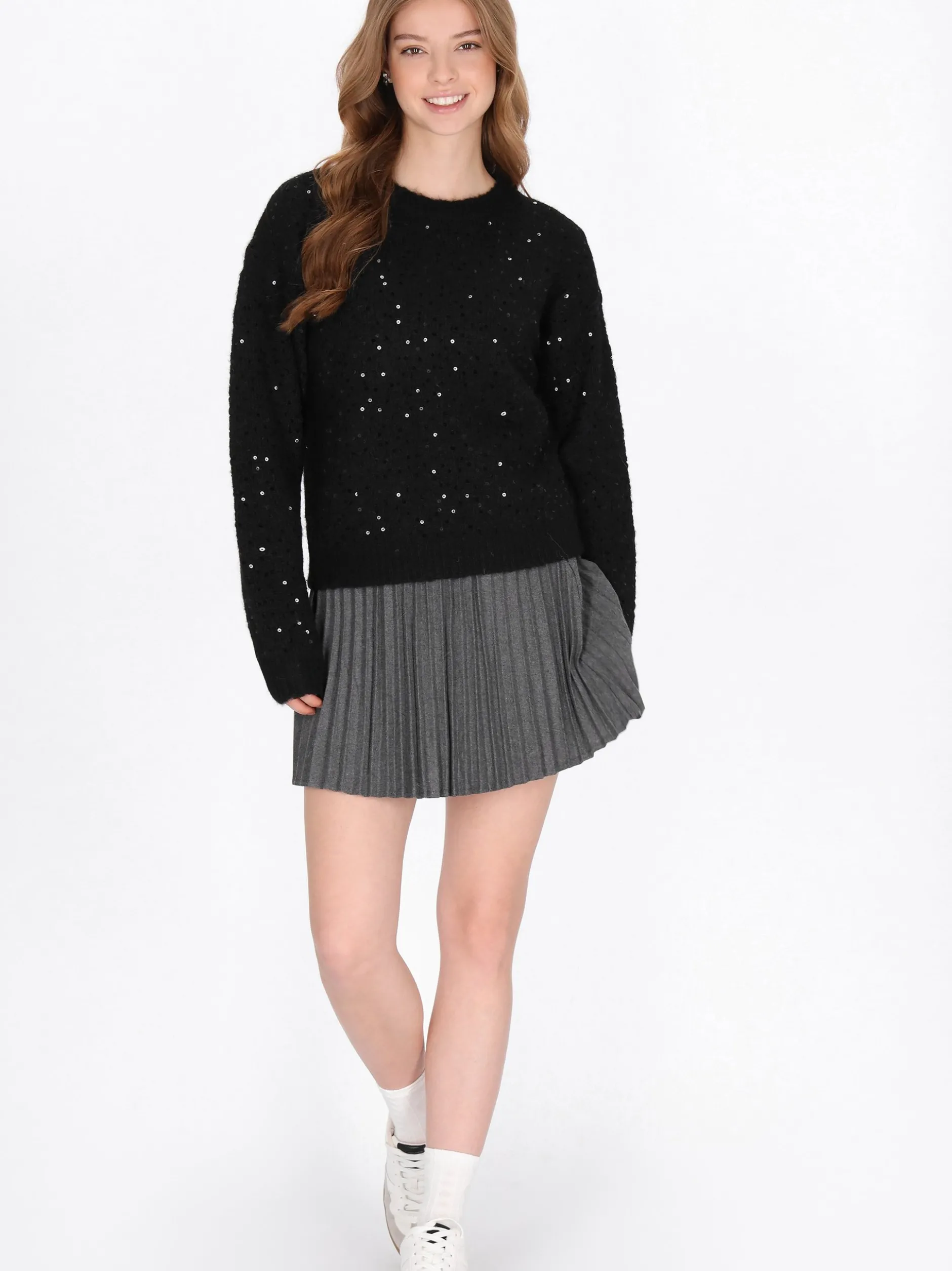 MyMo Damen Pullover in schwarz - Ausschnitt: Rundhals