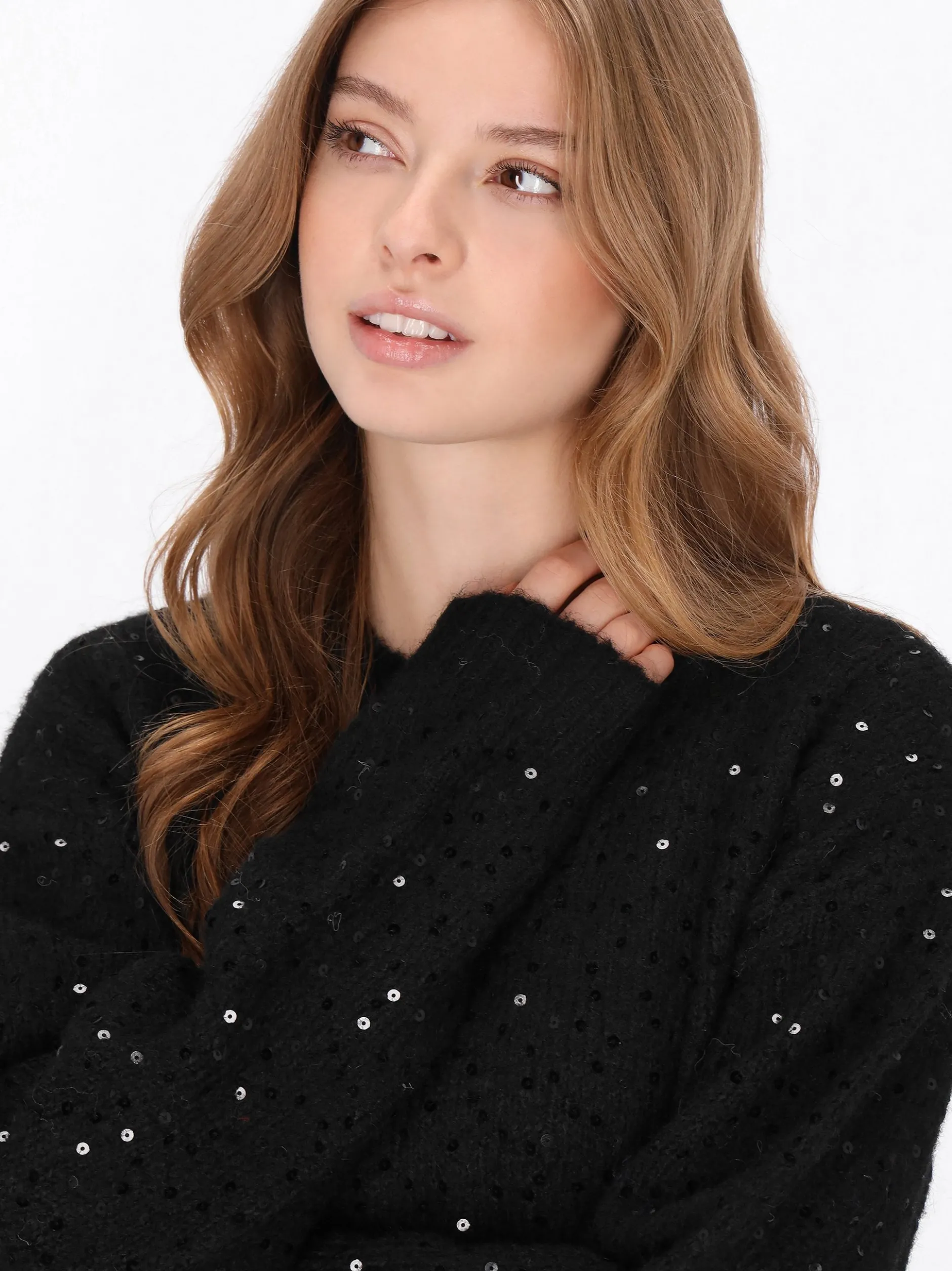 MyMo Damen Pullover in schwarz - Ausschnitt: Rundhals