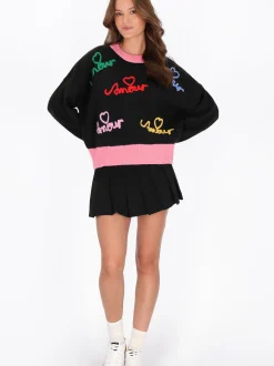 MyMo Damen Pullover in schwarz - Ausschnitt: Rundhals