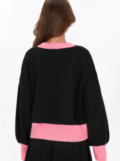 MyMo Damen Pullover in schwarz - Ausschnitt: Rundhals