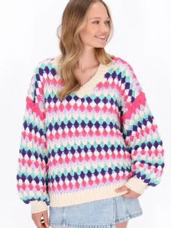 MyMo Damen Pullover in türkis