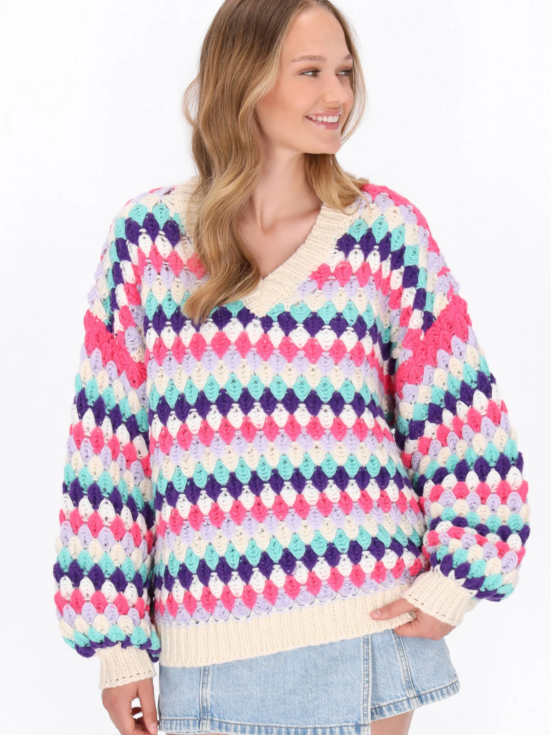MyMo Damen Pullover in türkis