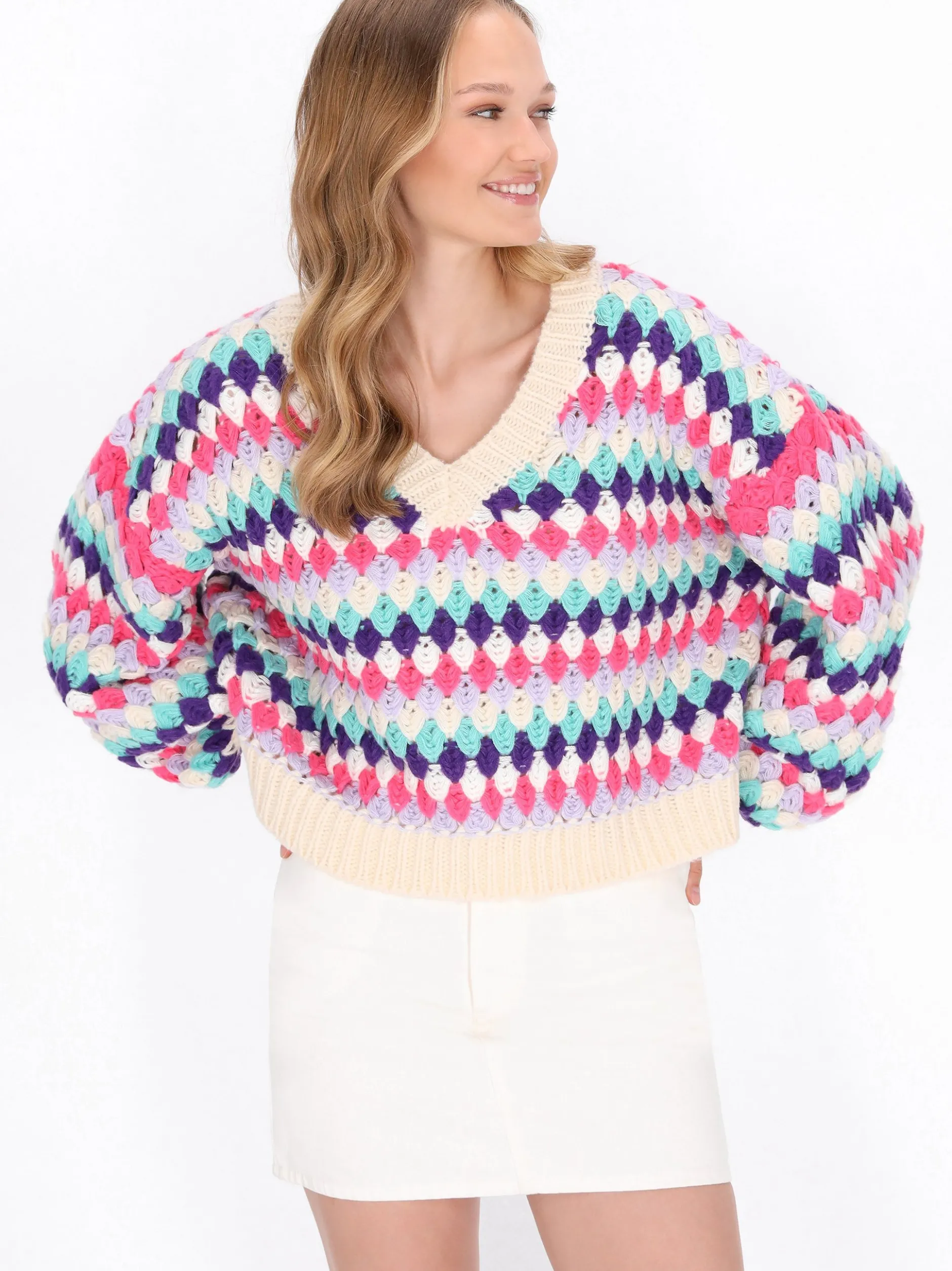 MyMo Damen Pullover in türkis