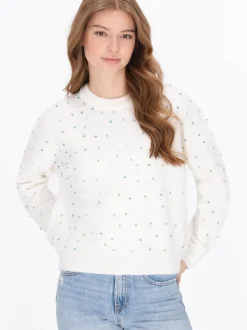 MyMo Damen Pullover in weiß - Ausschnitt: Rundhals