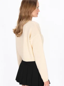 MyMo Damen Pullover in weiß - Ausschnitt: Rundhals