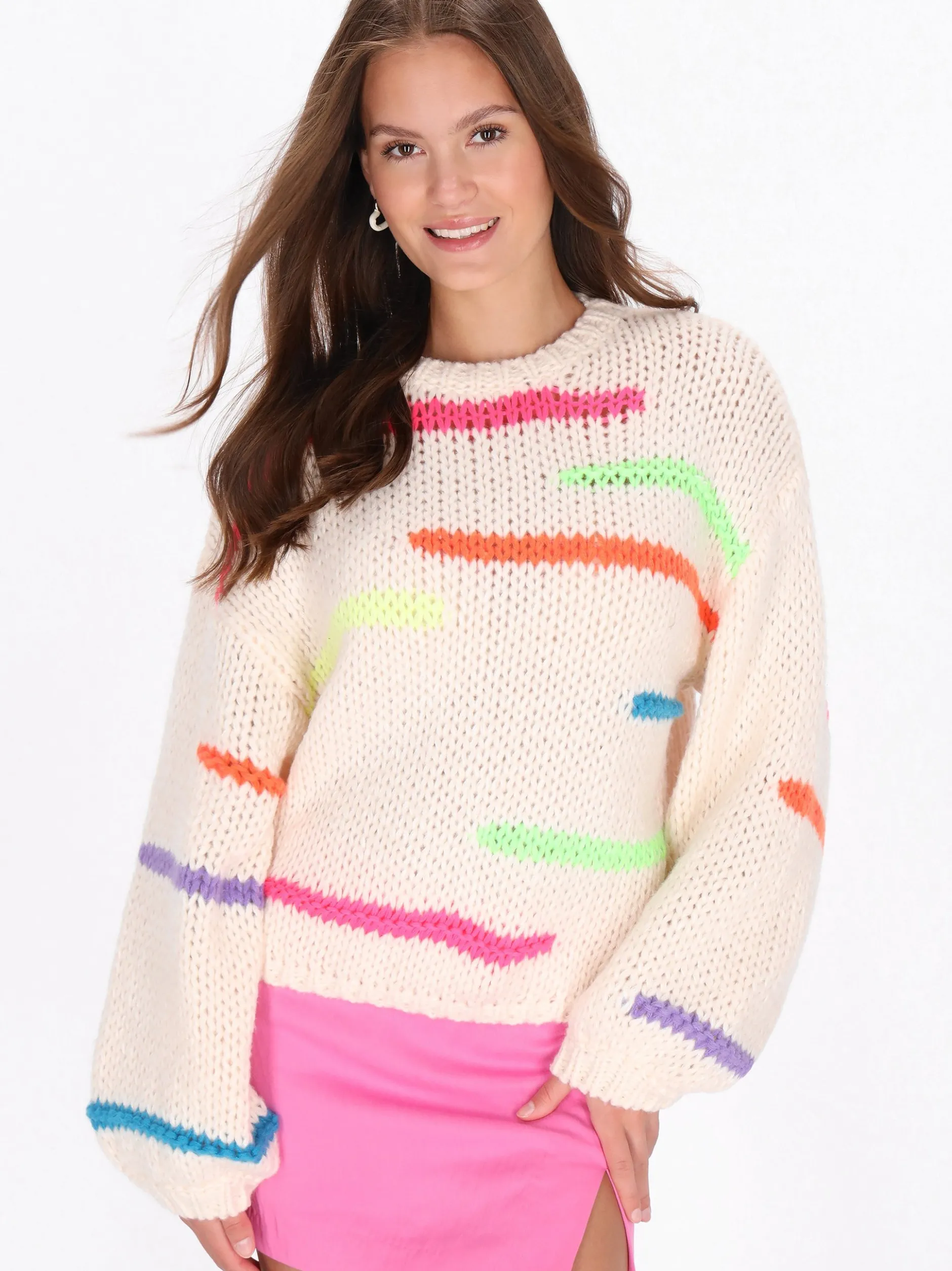 MyMo Damen Pullover in weiß - Ausschnitt: Rundhals