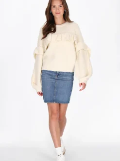 MyMo Damen Pullover in weiß - Ausschnitt: Rundhals