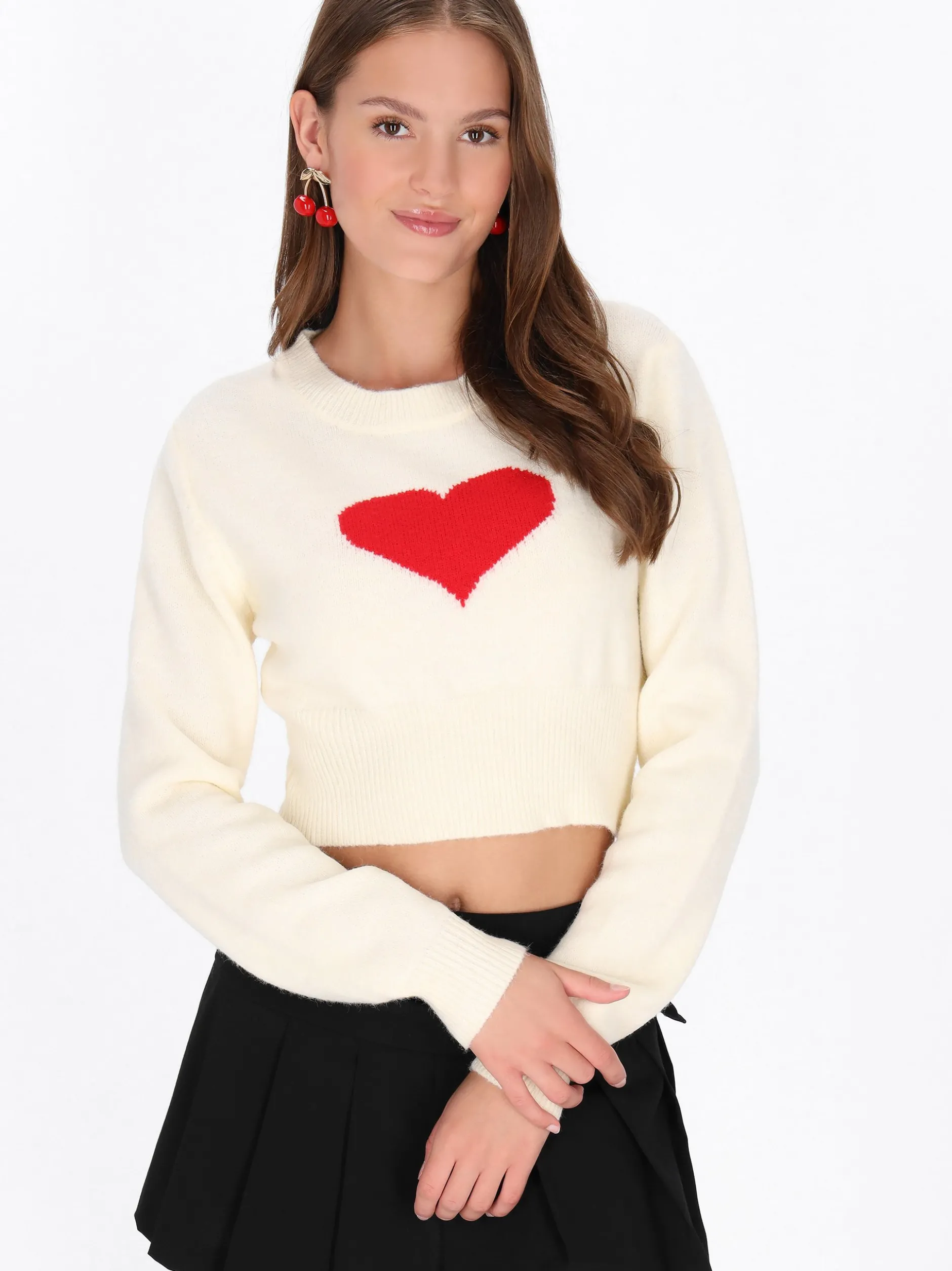 MyMo Damen Pullover in weiß - Ausschnitt: Rundhals