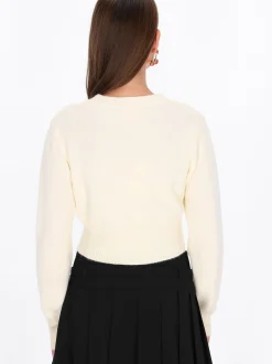 MyMo Damen Pullover in weiß - Ausschnitt: Rundhals
