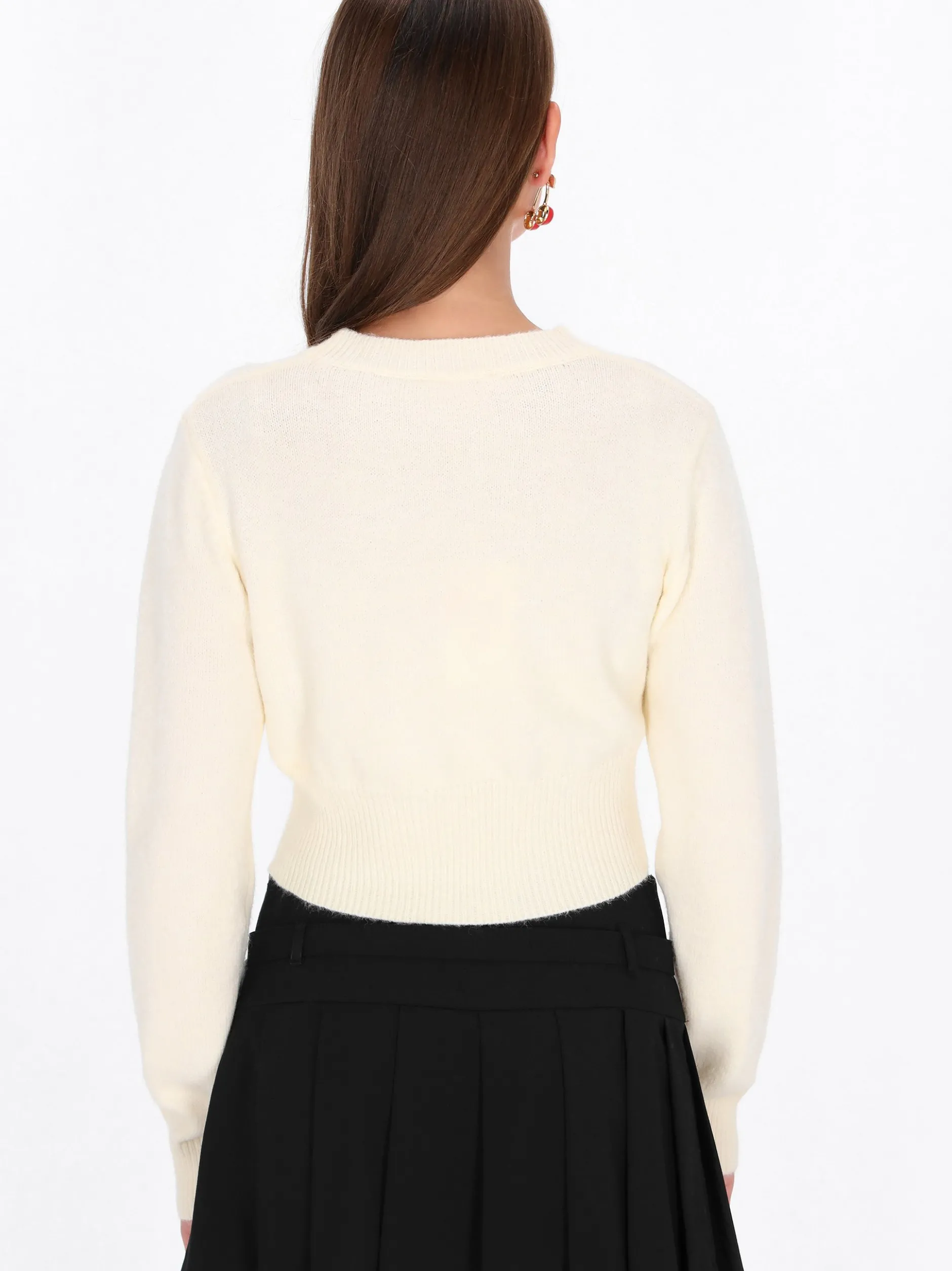 MyMo Damen Pullover in weiß - Ausschnitt: Rundhals