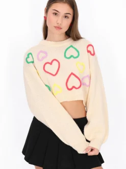 MyMo Damen Pullover in weiß - Ausschnitt: Rundhals