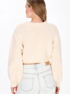 MyMo Damen Pullover in weiß - Ausschnitt: Rundhals