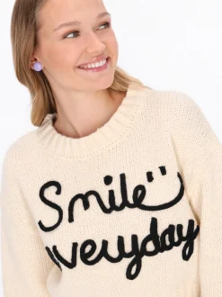 MyMo Damen Pullover in weiß - Ausschnitt: Rundhals