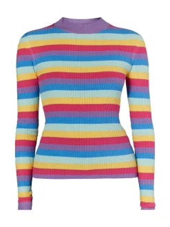 MyMo Damen Rippstrickpullover in mehrfarbig