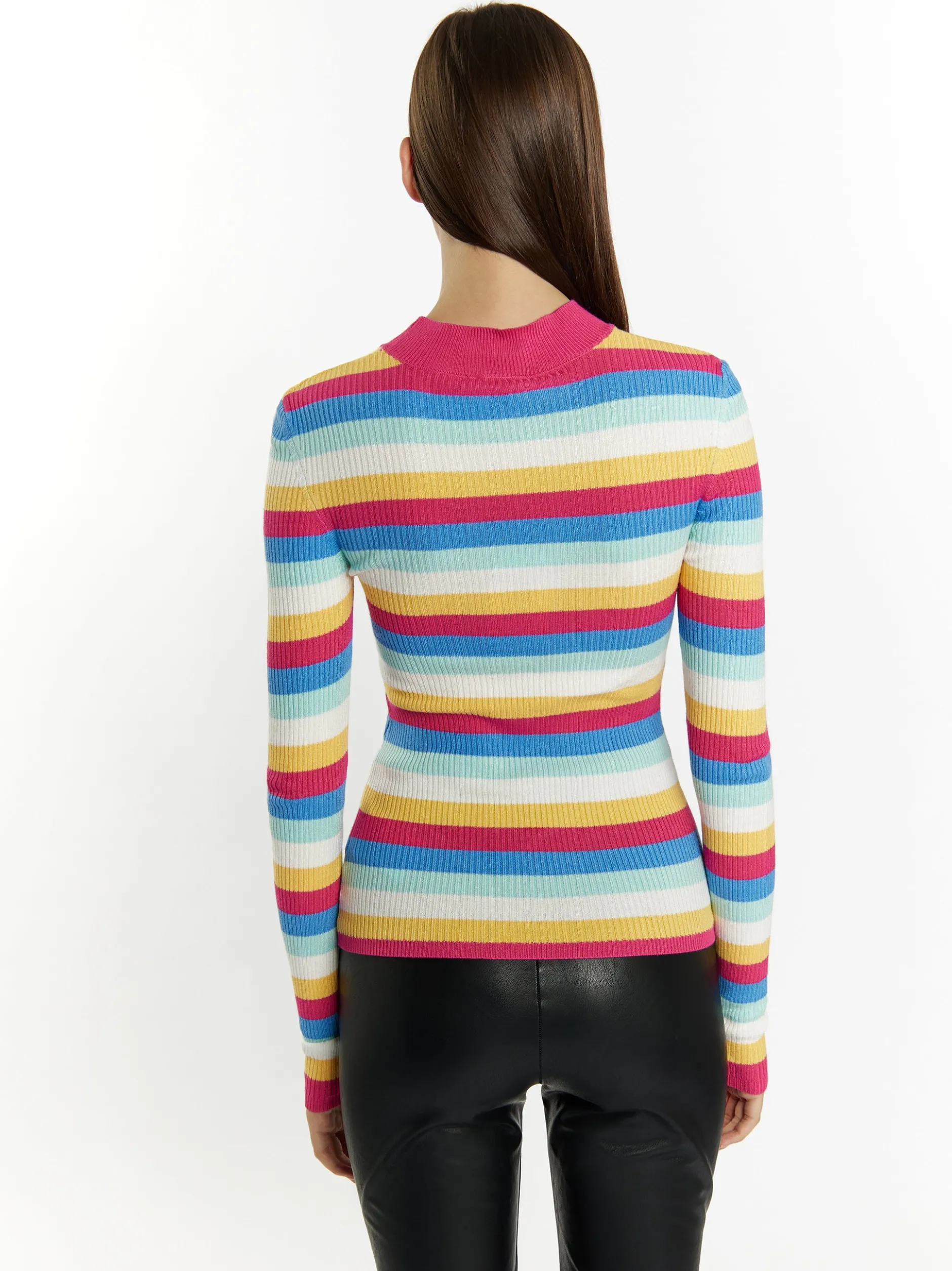 MyMo Damen Rippstrickpullover in pink