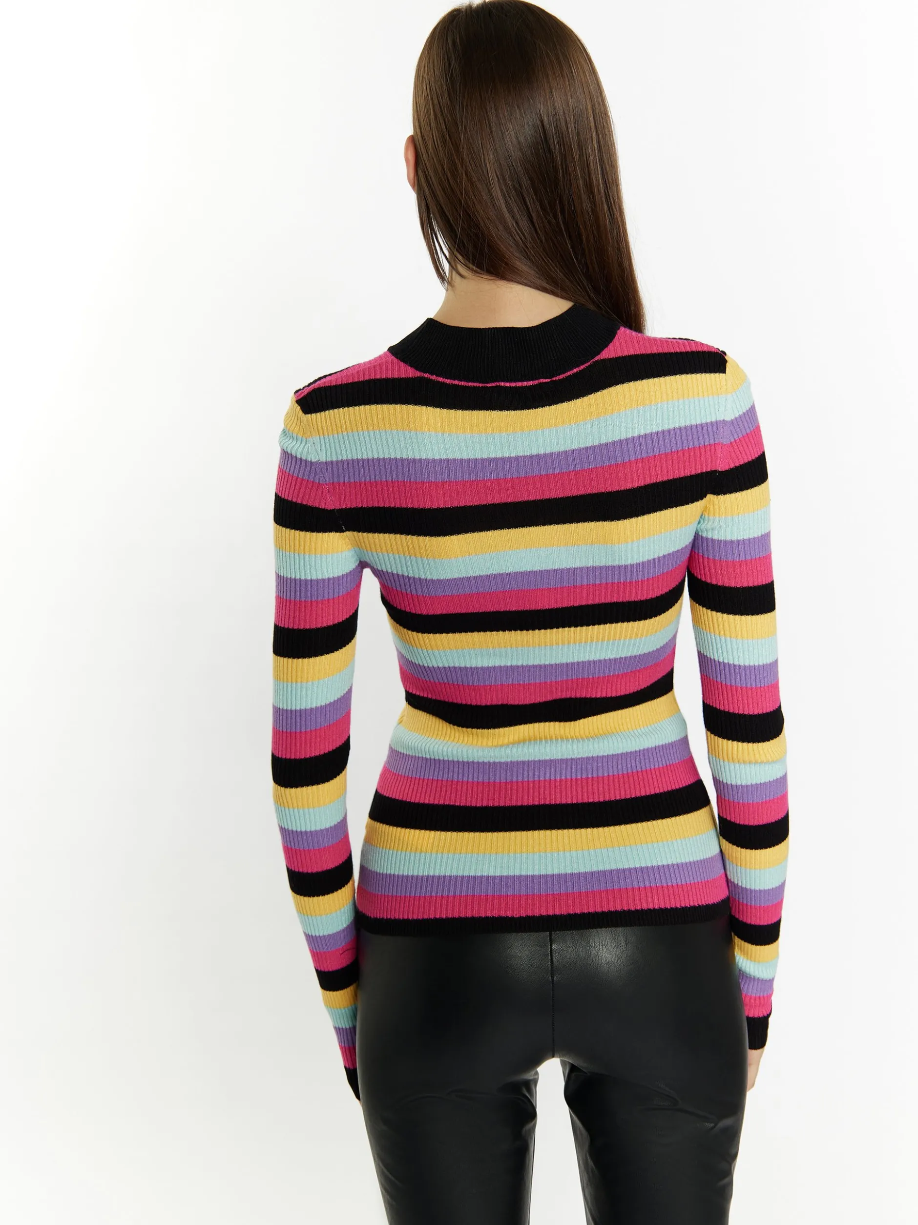 MyMo Damen Rippstrickpullover in mehrfarbig