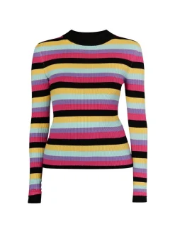 MyMo Damen Rippstrickpullover in mehrfarbig