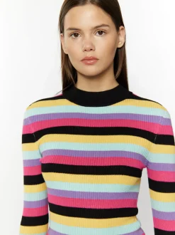 MyMo Damen Rippstrickpullover in mehrfarbig